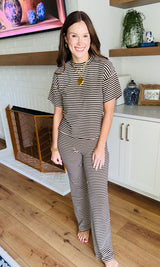The Skylar Striped Tee Chocolate