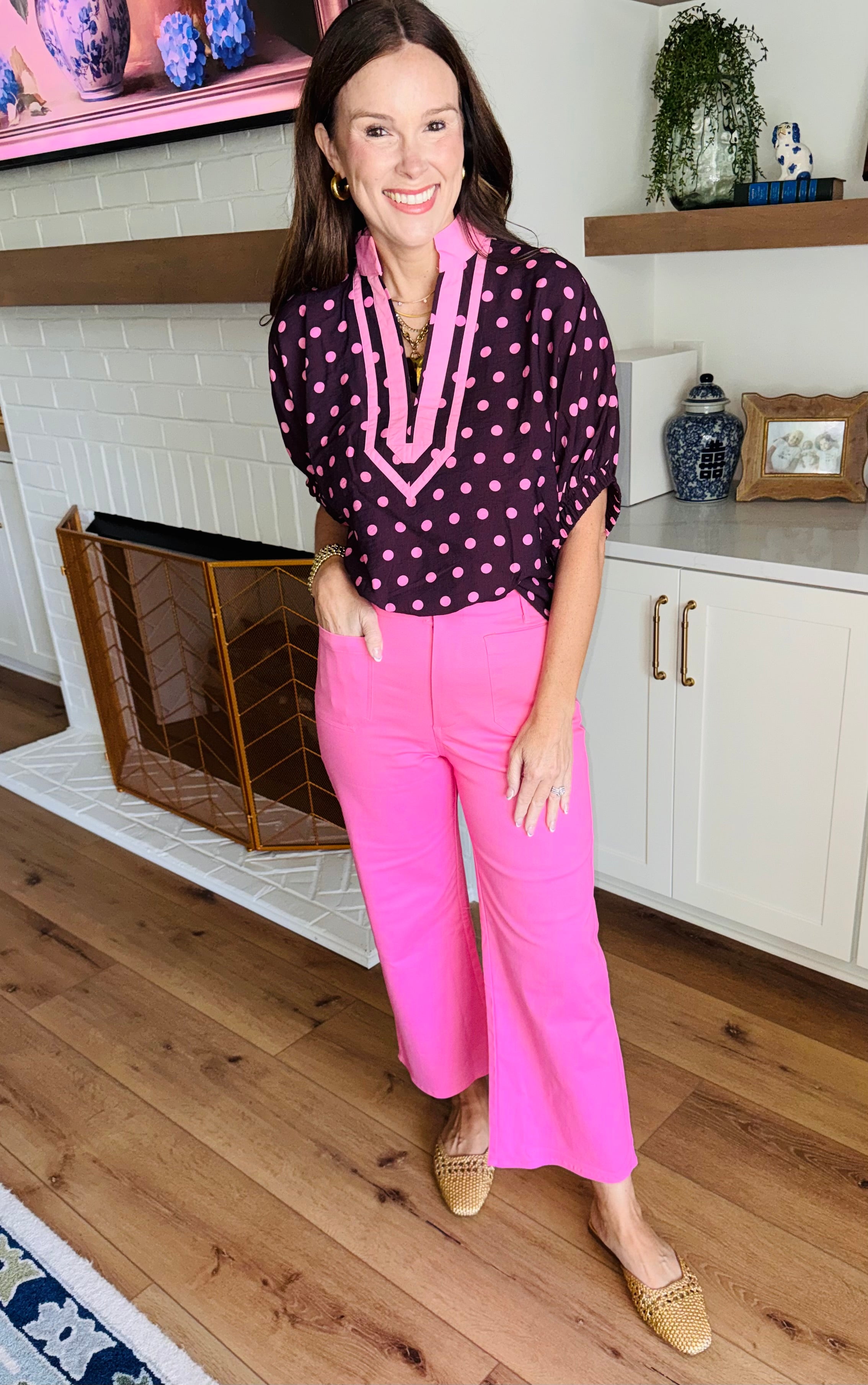 The Pink Peony Front Pocket Pants