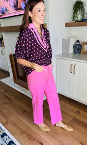 The Pink Peony Front Pocket Pants