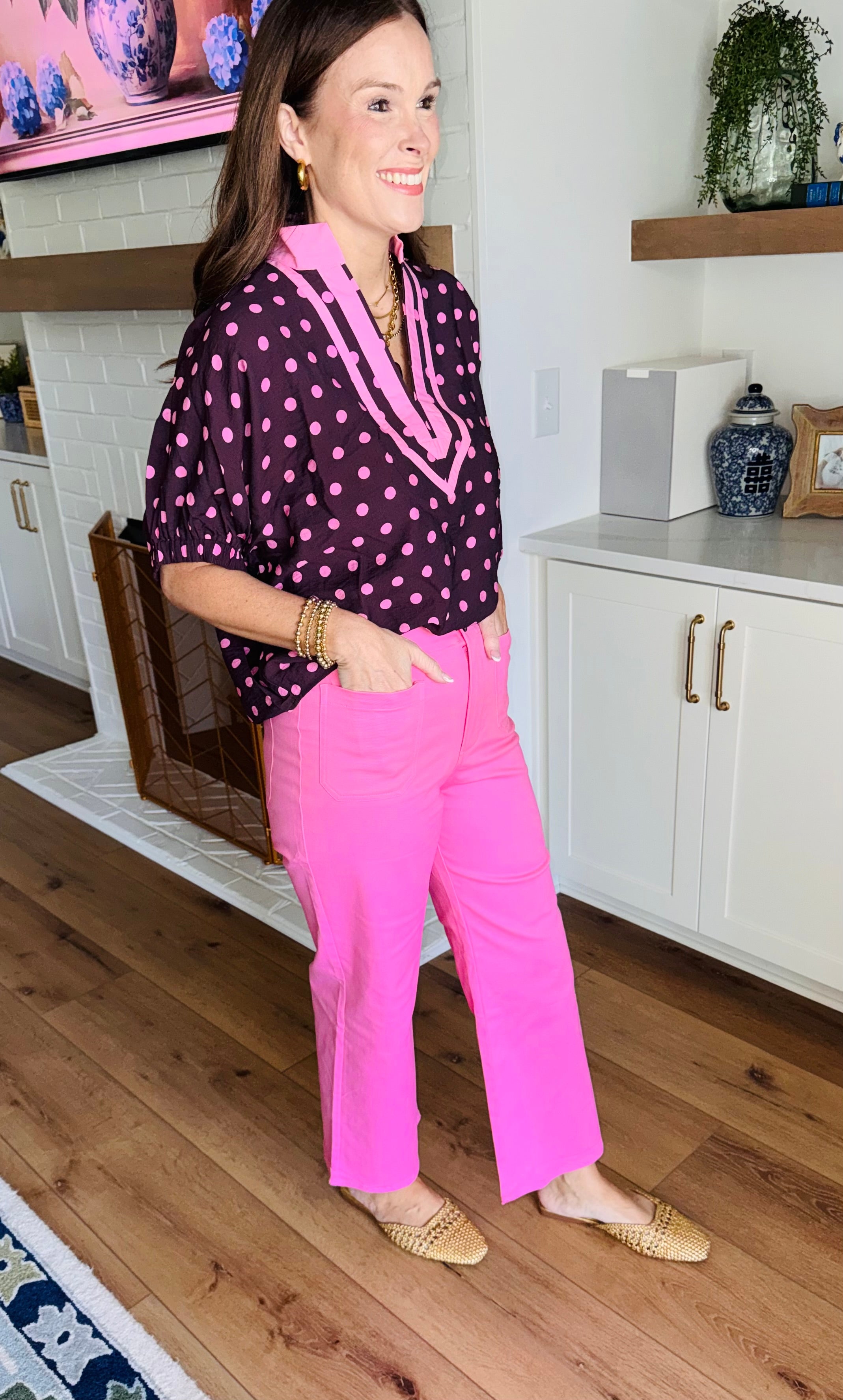 The Pink Peony Front Pocket Pants