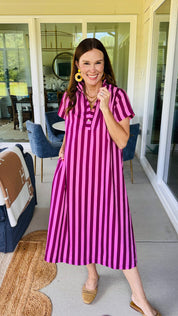 The Stand High Pink Striped Dress