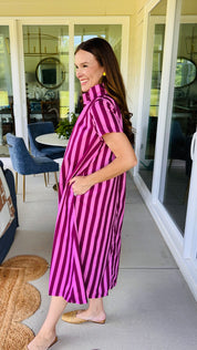 The Stand High Pink Striped Dress