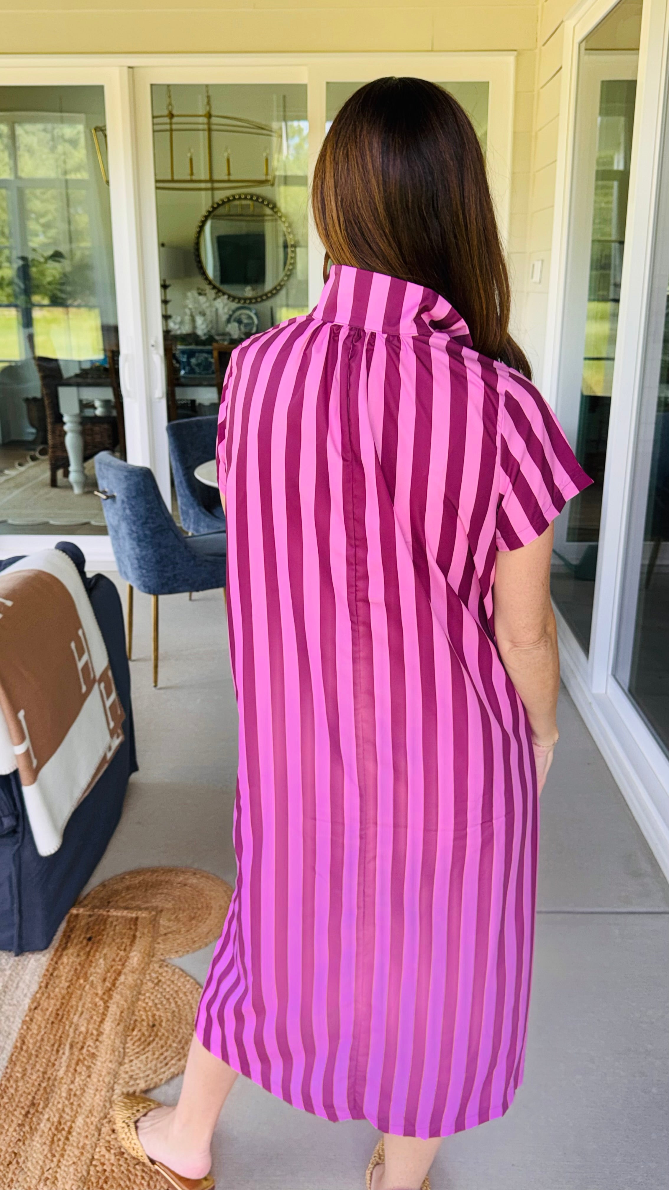 The Stand High Pink Striped Dress