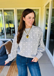Grey Oversized Polka Dot Scuba Pullover