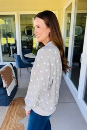 Grey Oversized Polka Dot Scuba Pullover