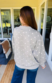 Grey Oversized Polka Dot Scuba Pullover