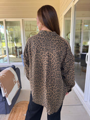 Leopard Print Utility Button Down Top