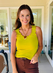 Scalloped Wave Tank Chartreuse