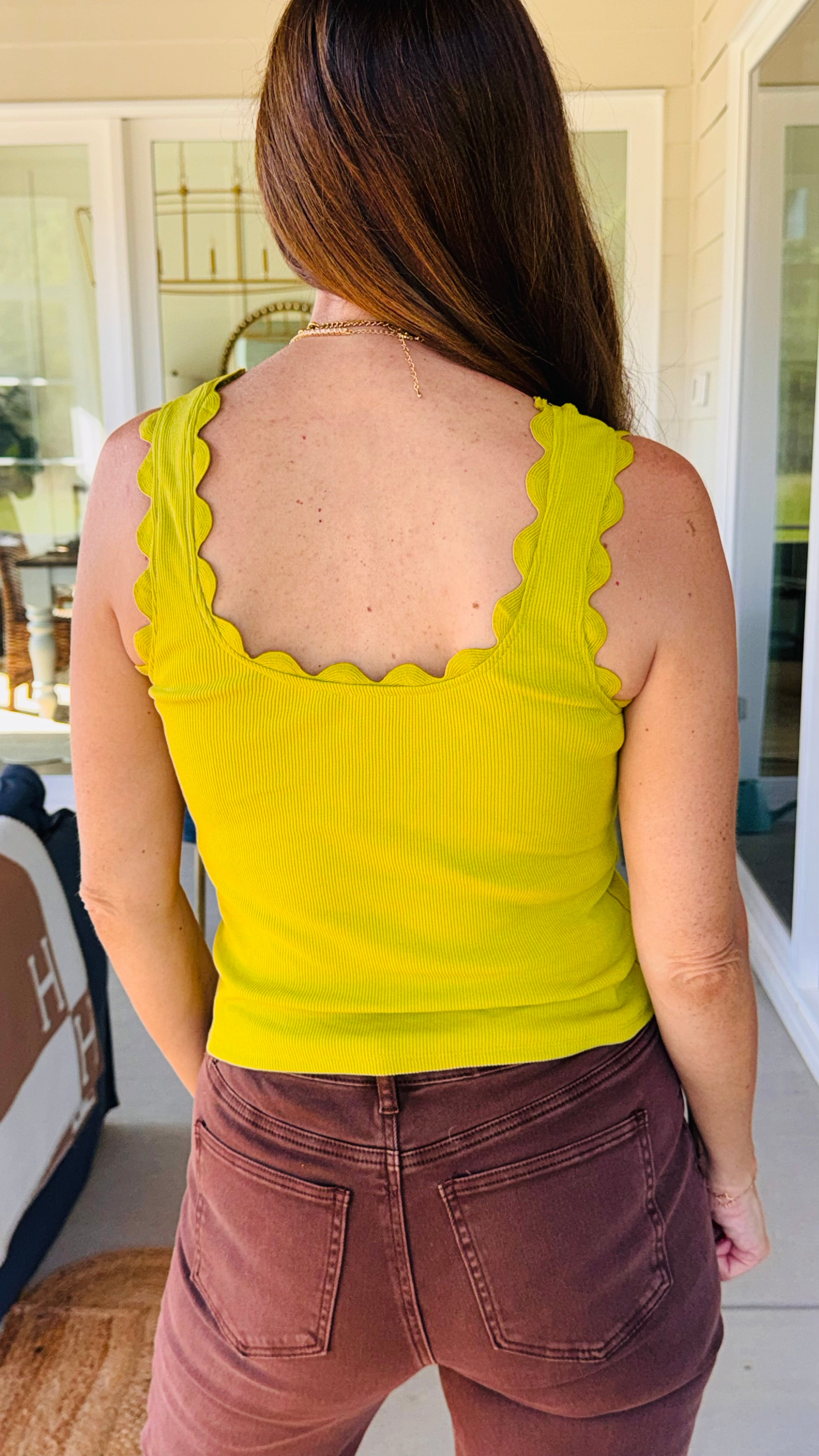 Scalloped Wave Tank Chartreuse