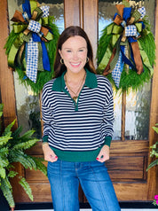 Mornings In Malibu Striped Zipup Pullover