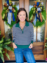 Mornings In Malibu Striped Zipup Pullover