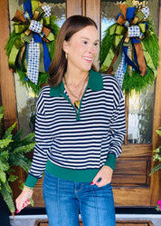 Mornings In Malibu Striped Zipup Pullover