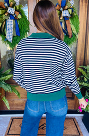 Mornings In Malibu Striped Zipup Pullover