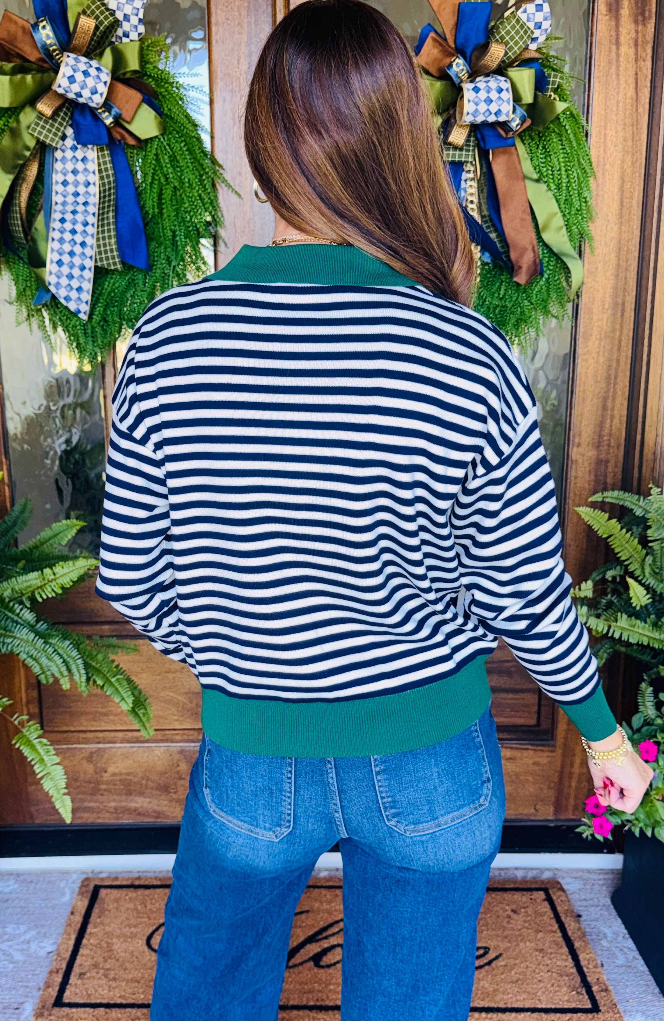 Mornings In Malibu Striped Zipup Pullover