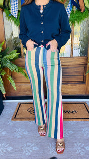 Comfort Stretch Retro Wide Leg Striped Jeans