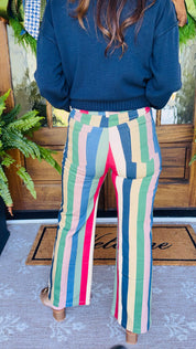 Comfort Stretch Retro Wide Leg Striped Jeans