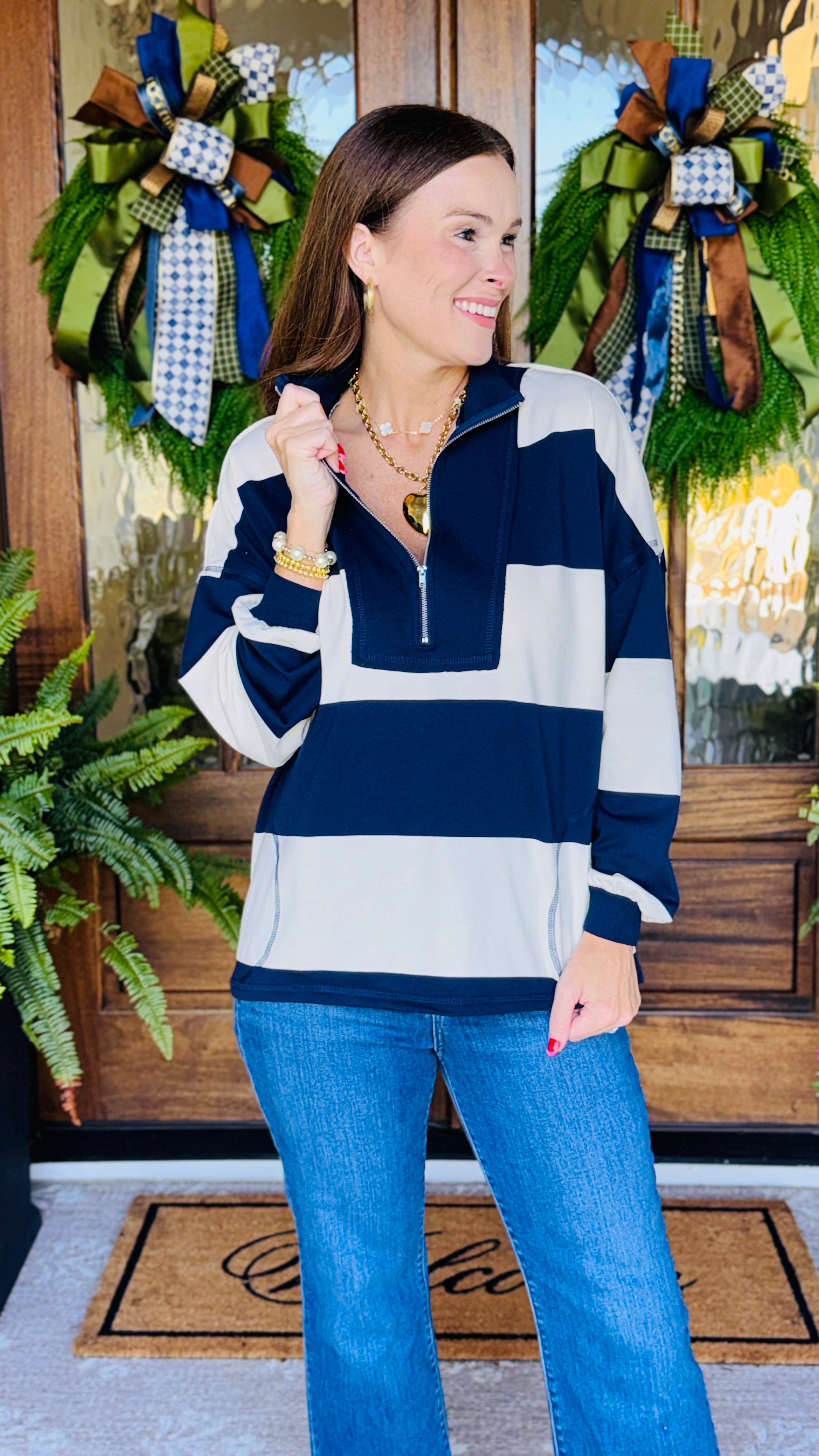 The Cape Cod Navy Striped Pullover