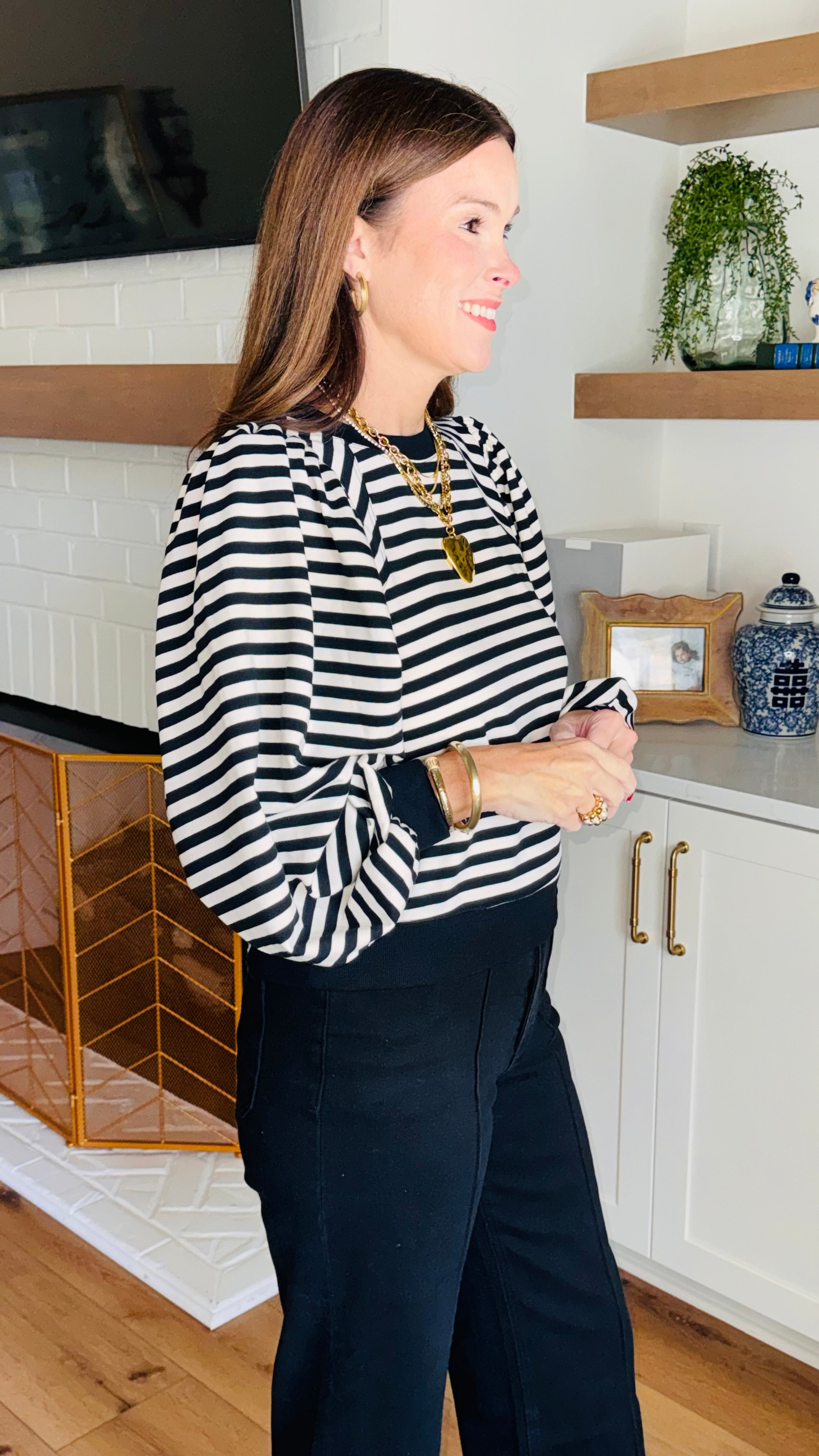 The Sweetgrass Black Striped Top