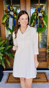 The Easy Way Striped Dress Taupe