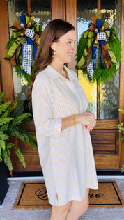 The Easy Way Striped Dress Taupe