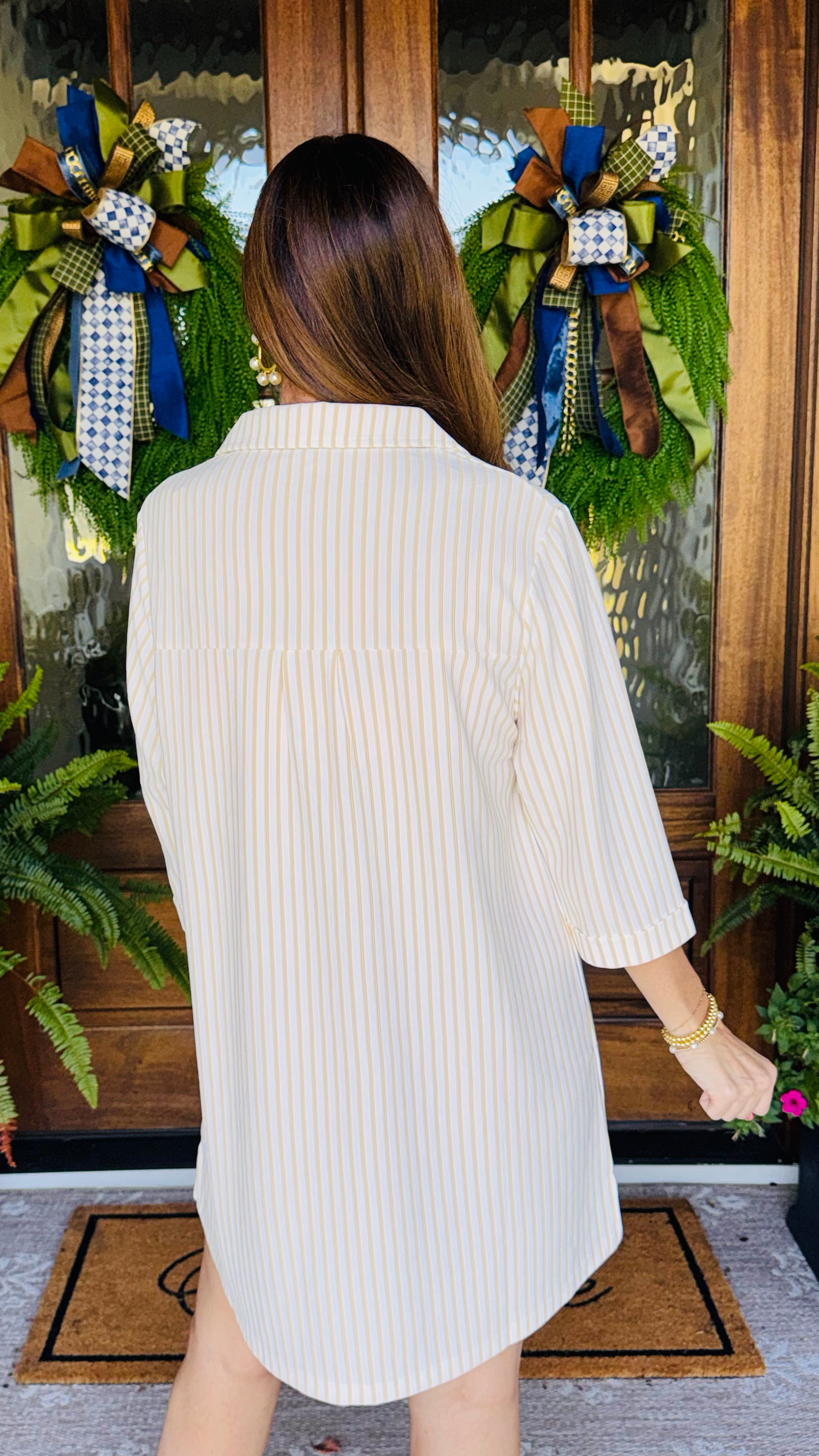 The Easy Way Striped Dress Taupe