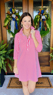 The Easy Way Striped Dress Red