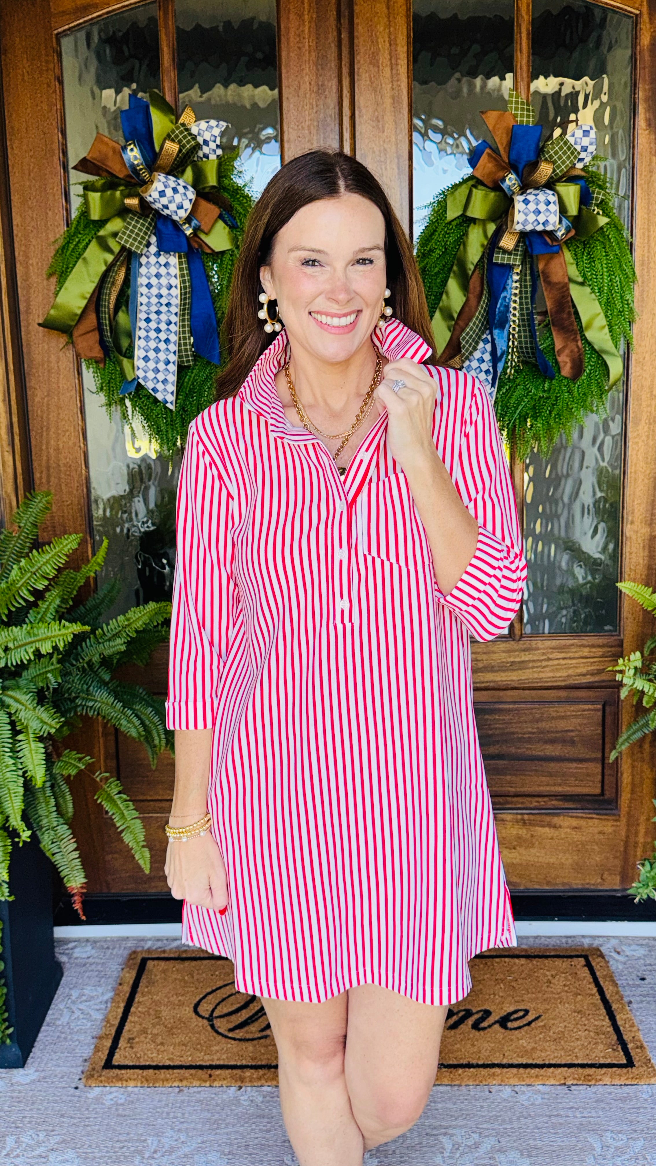 The Easy Way Striped Dress Red