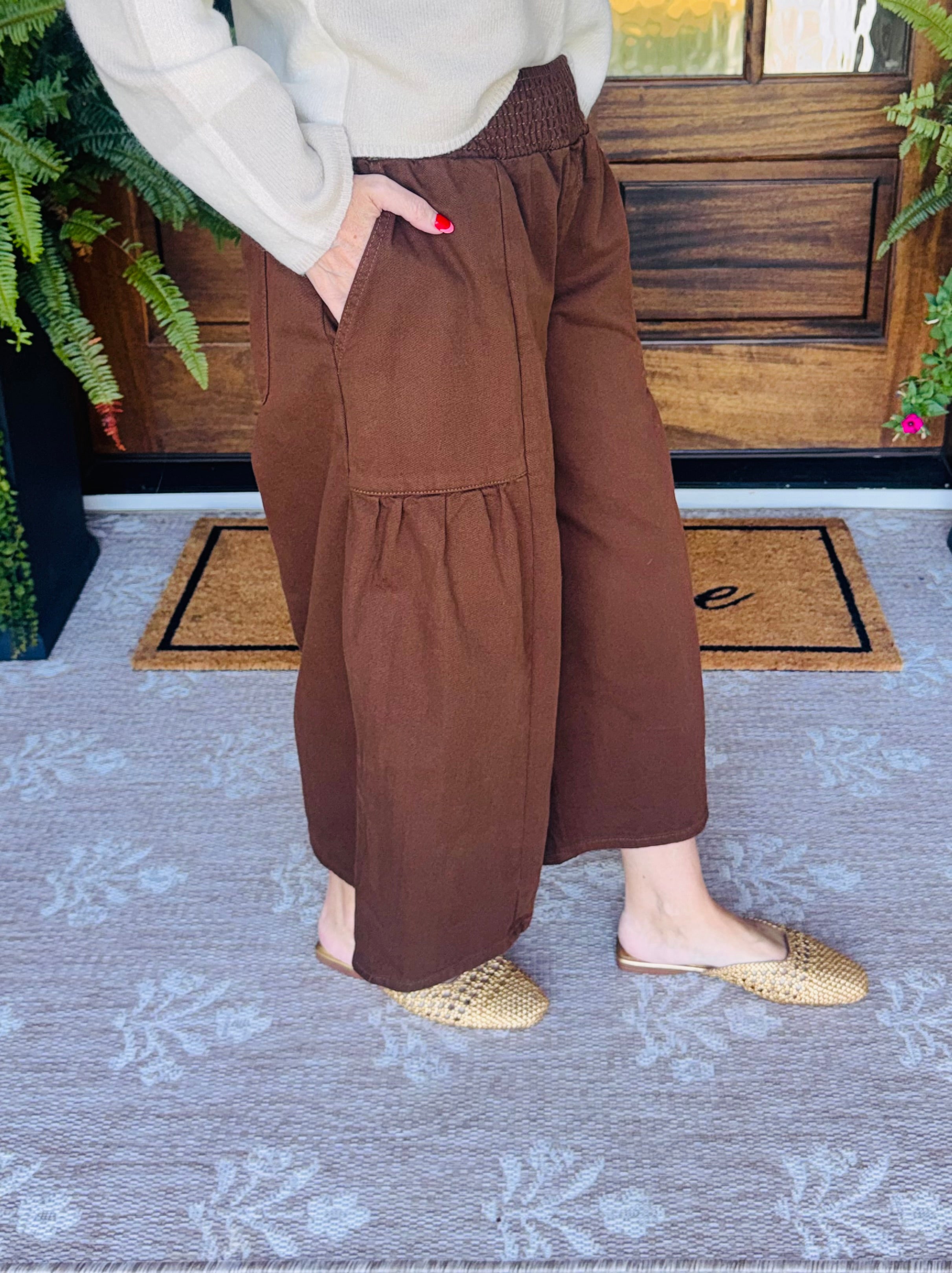 Play It Cool Wide Leg Pant Brown