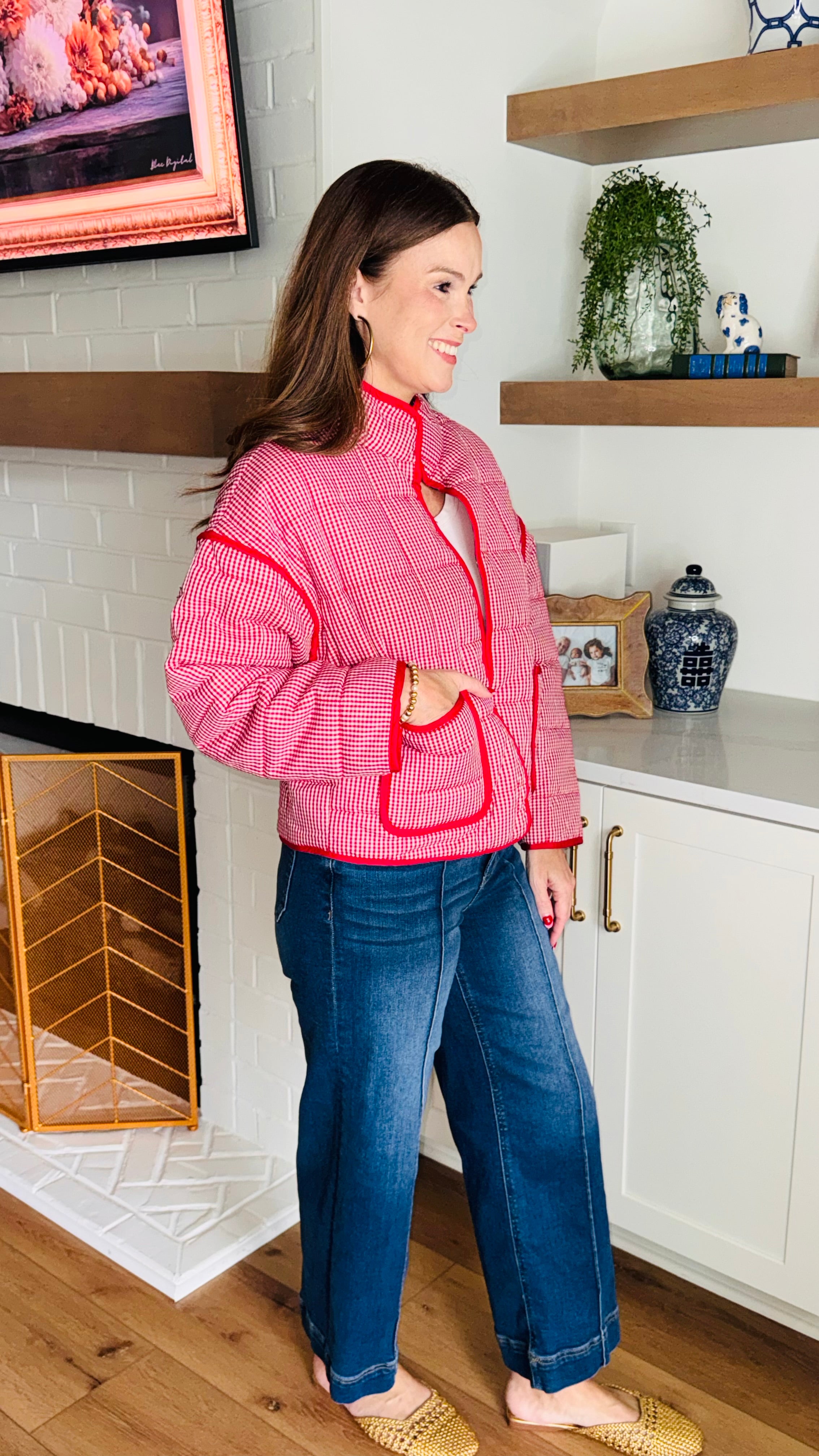 The Cabin Gingham Red Jacket