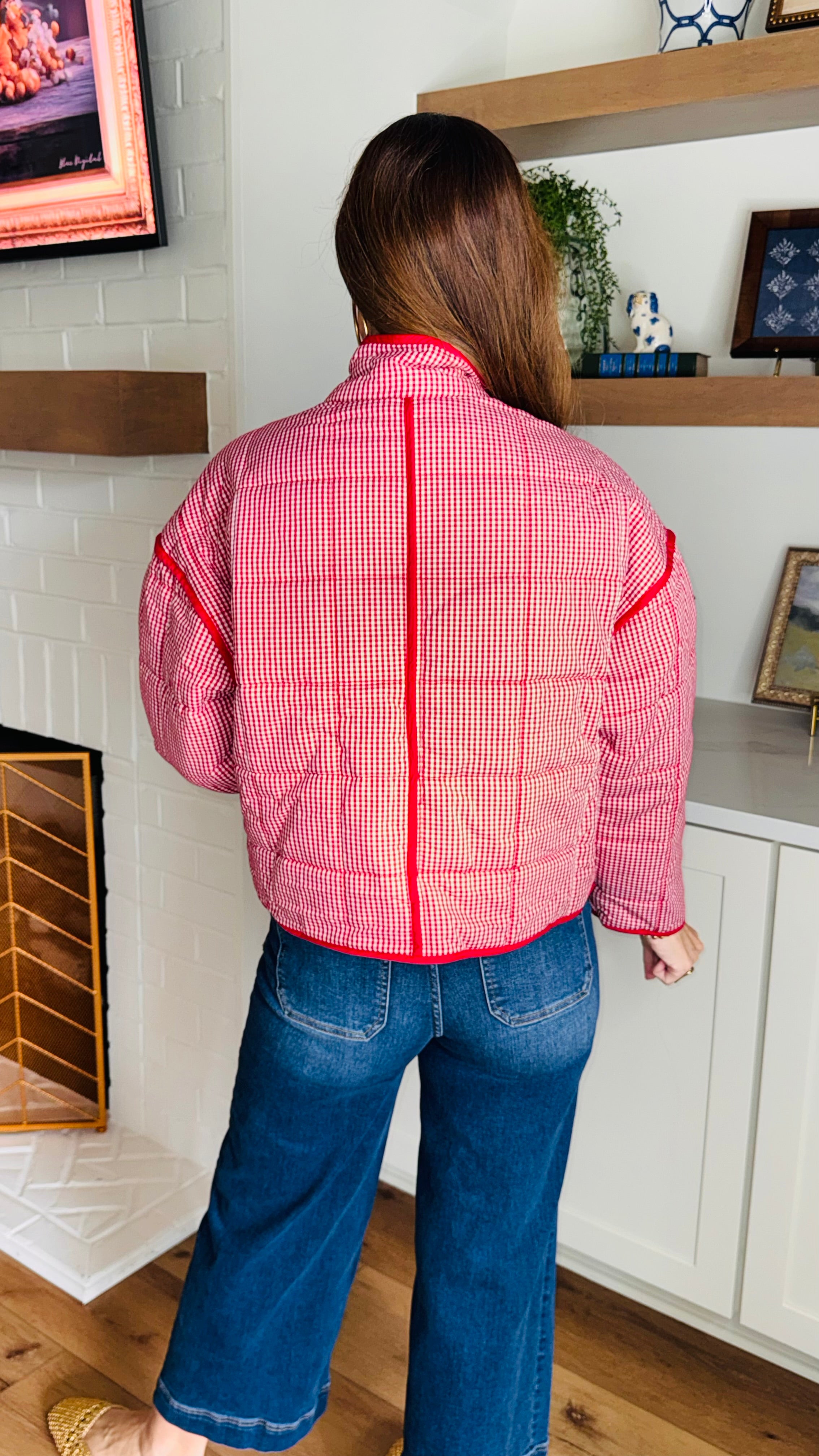 The Cabin Gingham Red Jacket