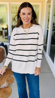 The Kensley Striped Sweater Black