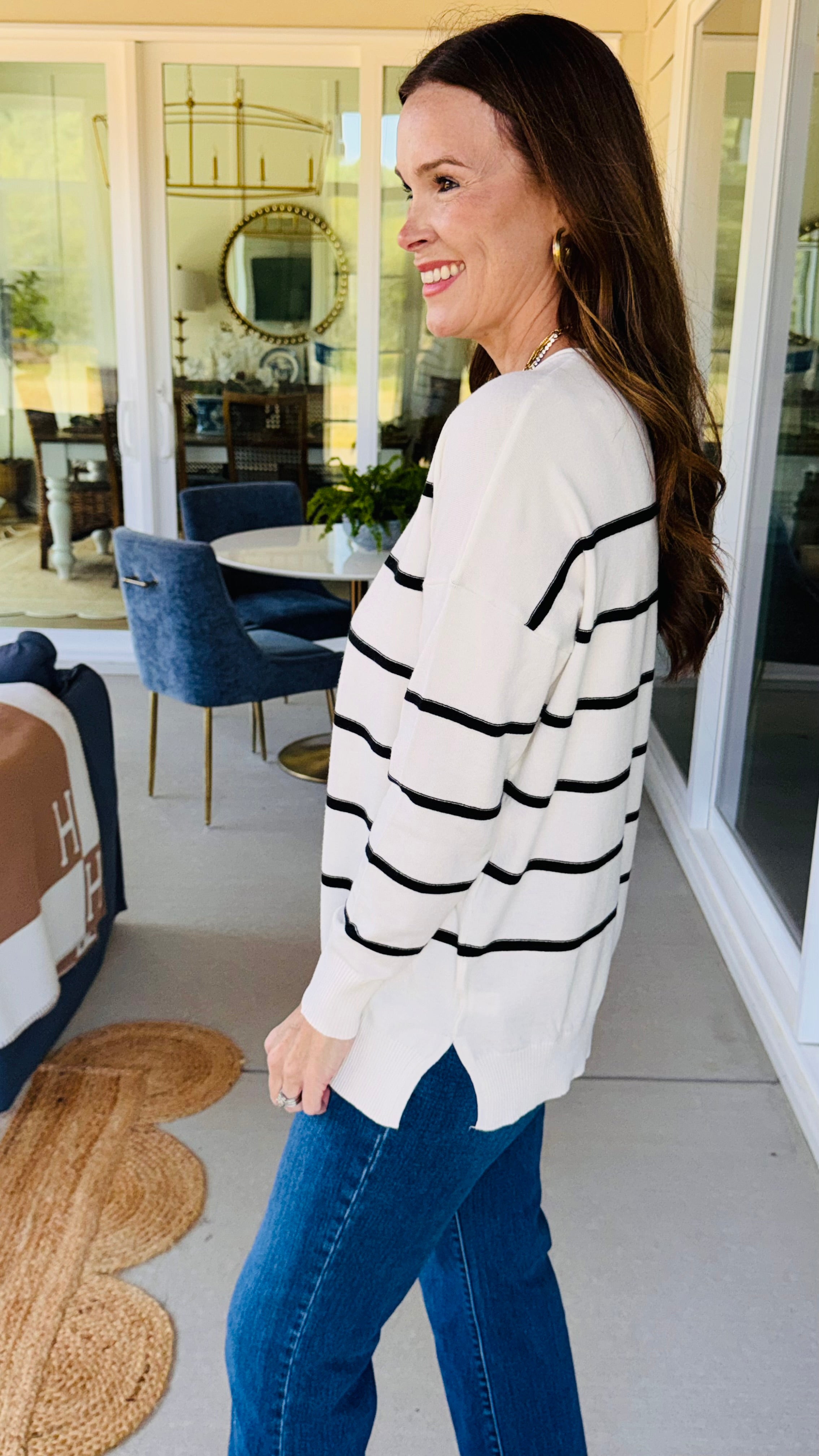 The Kensley Striped Sweater Black