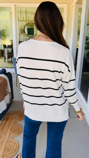 The Kensley Striped Sweater Black