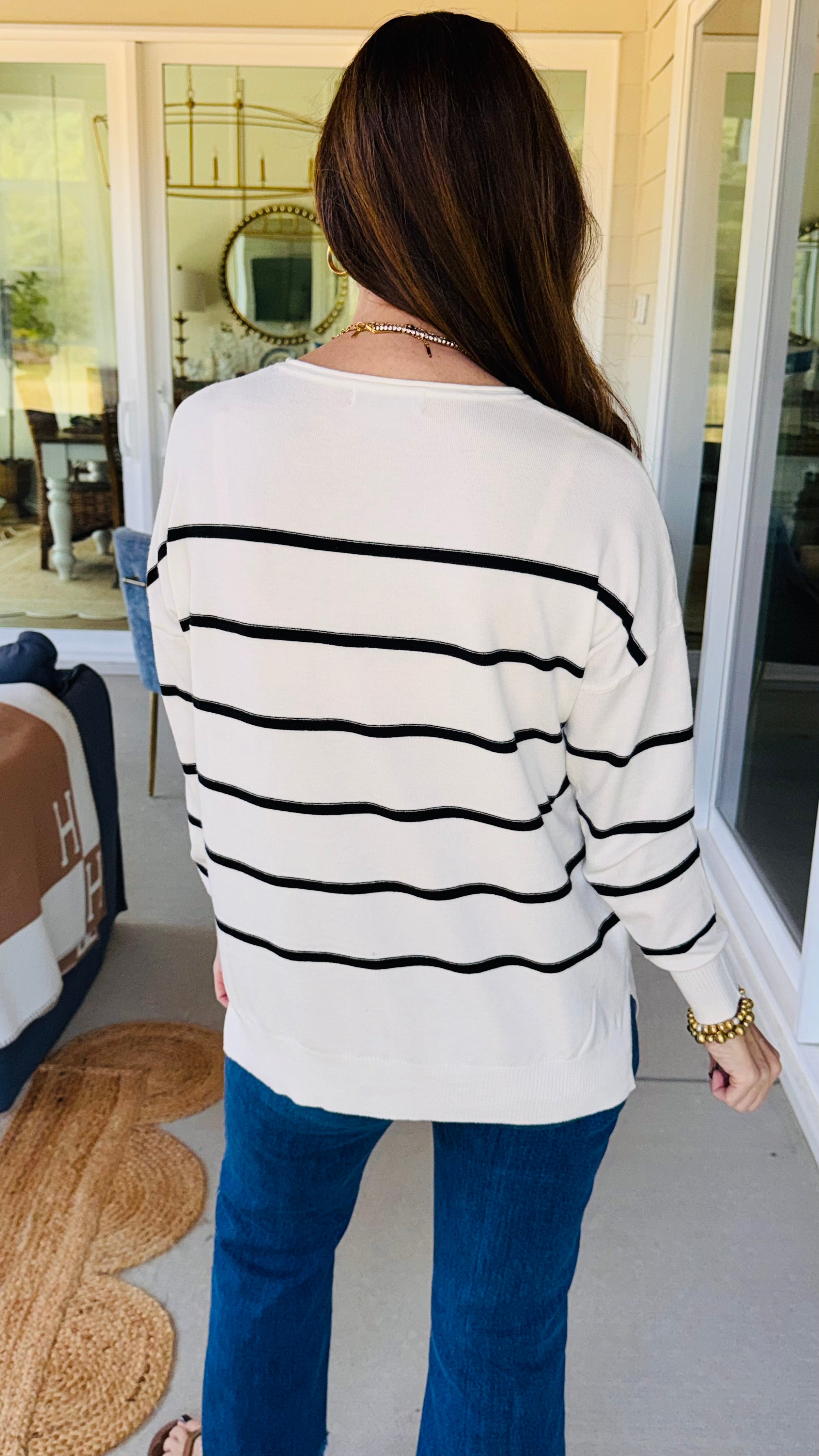 The Kensley Striped Sweater Black