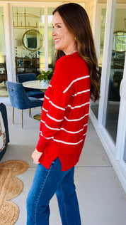 The Kensley Striped Sweater Red