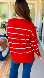 The Kensley Striped Sweater Red