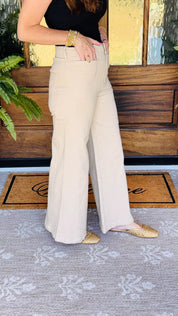 The Wide Leg Ecru Front Pocket Pants