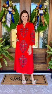 The Yuletide Red Applique Dress