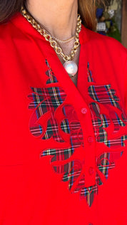 The Yuletide Red Applique Dress