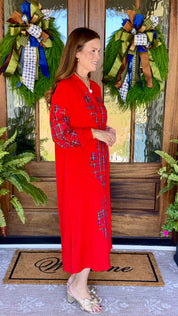 The Yuletide Red Applique Dress