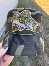 The BK Sequin Bass Camo Trucker Hat