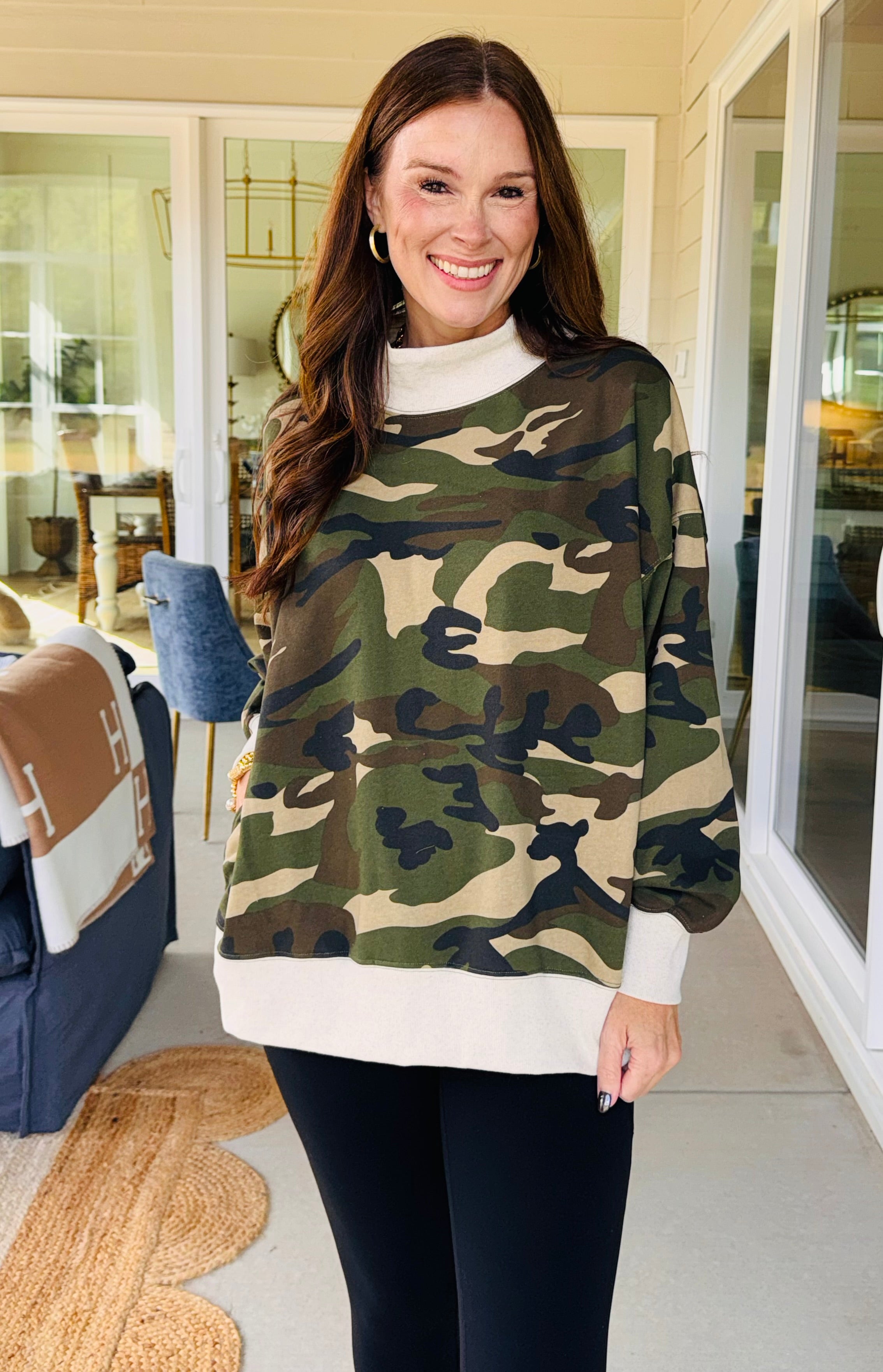 The Camo and Cozy Mock Neck Sweatshirt