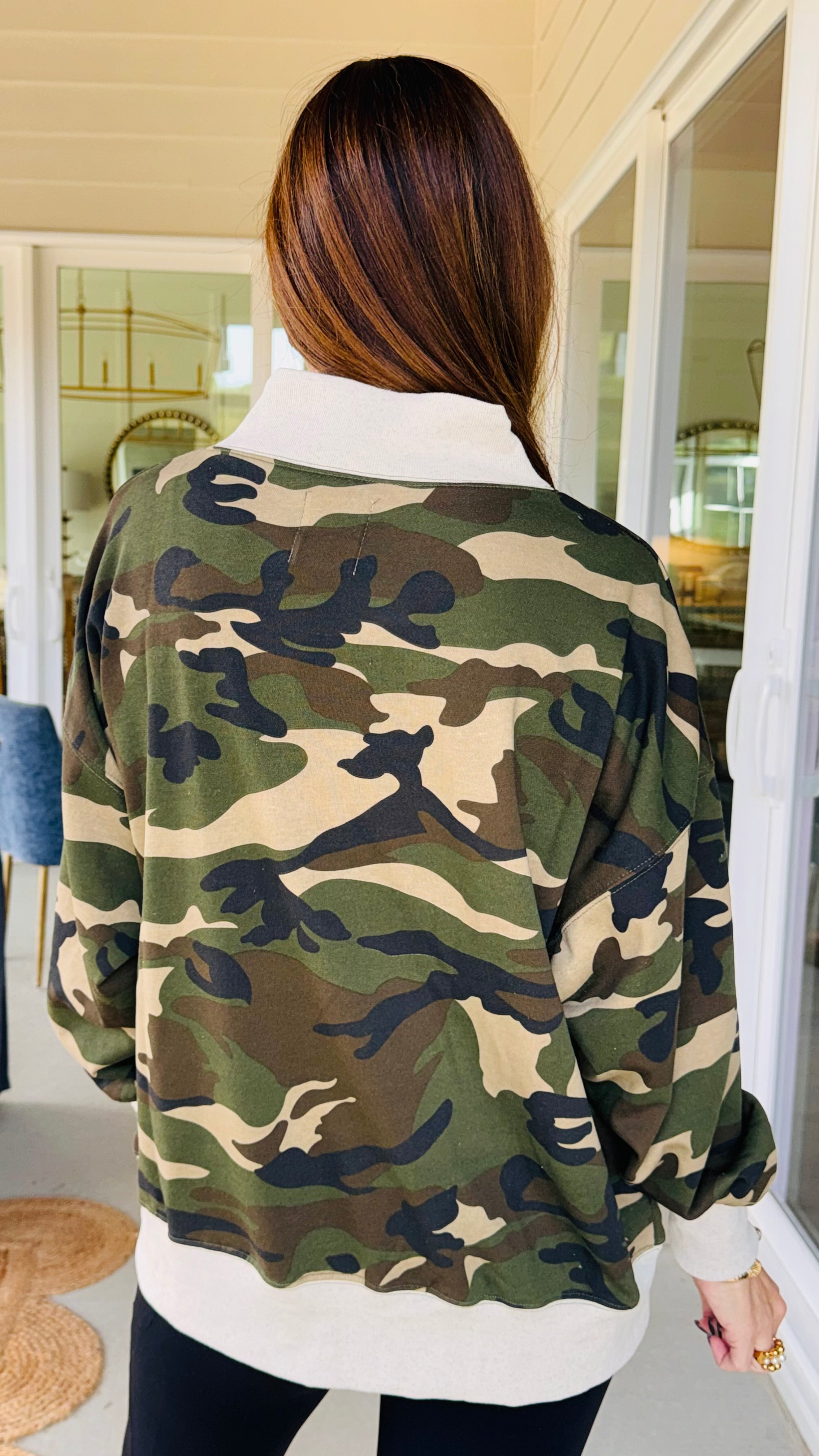 The Camo and Cozy Mock Neck Sweatshirt