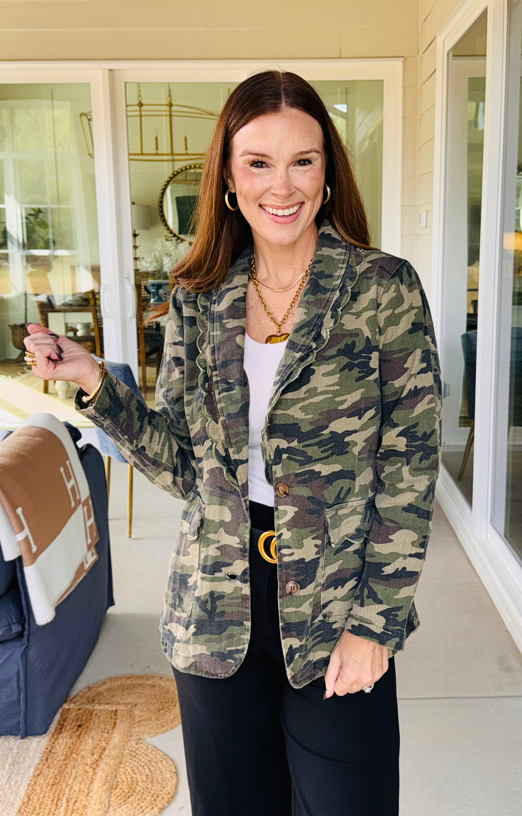The Camo Scalloped Stitched Blazer