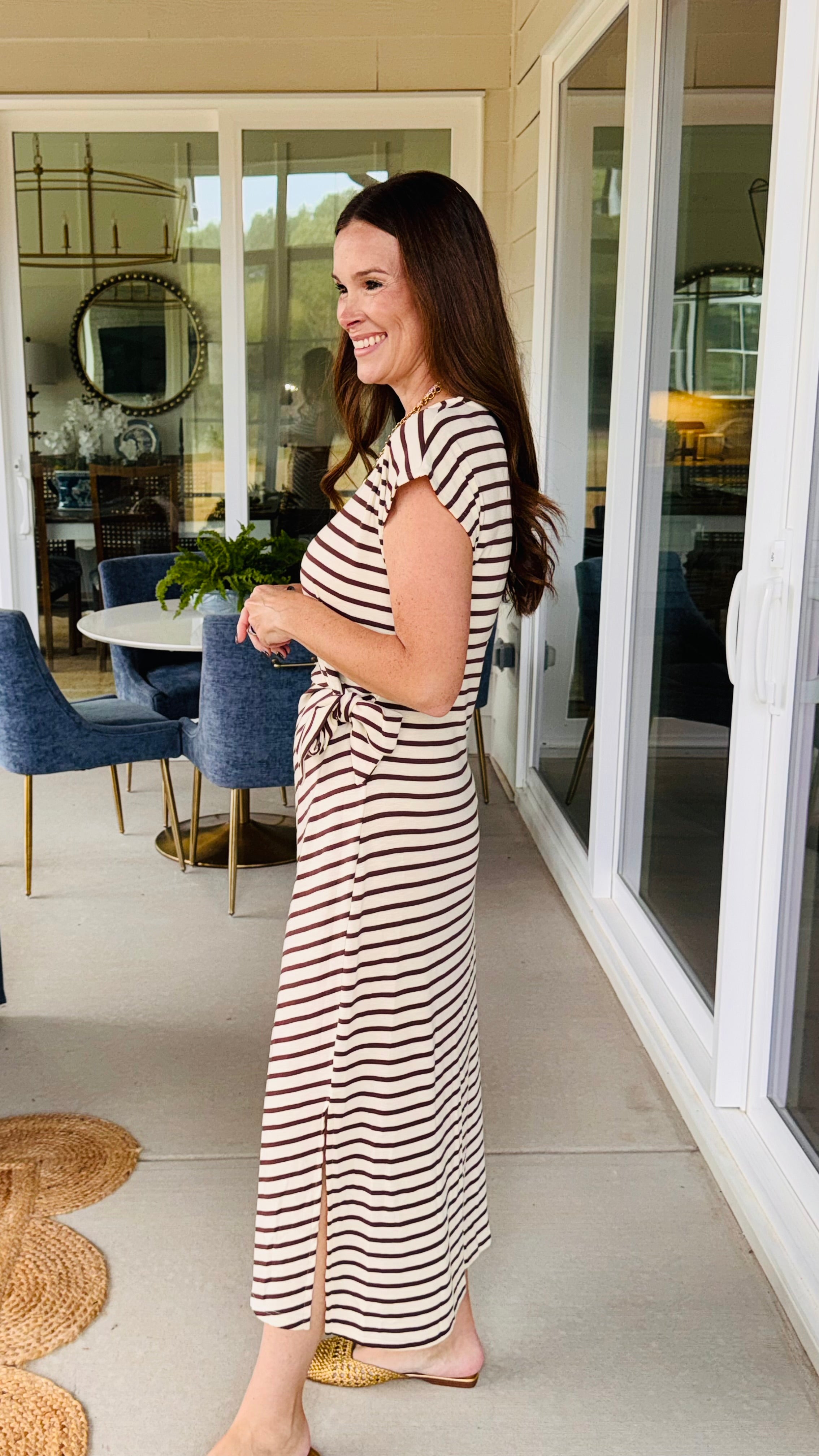 The Madison Avenue Striped Brown Dress