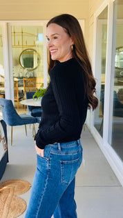 Essential Cable Knit Cardi Black