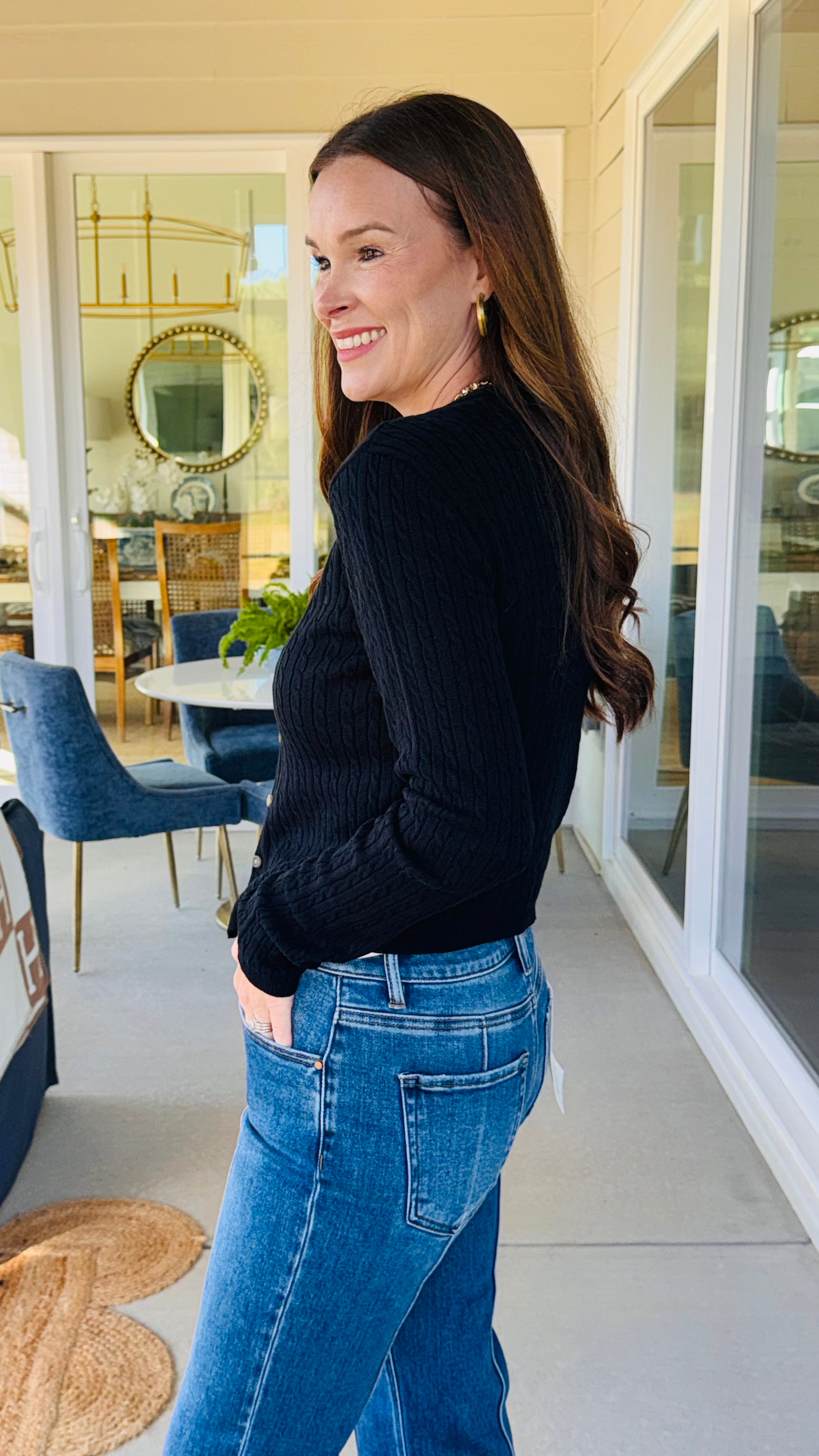 Essential Cable Knit Cardi Black