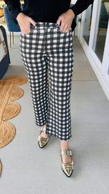 Comfort Stretch Gingham Black Pants