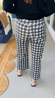Comfort Stretch Gingham Black Pants