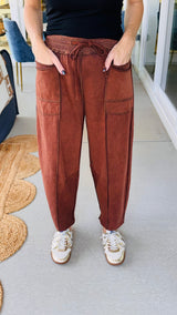 Barrel Fit Utility Pants Acid Wash Brown